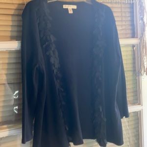 JM Collection P/M Soft Ruffle Front Black Dressy Sweater